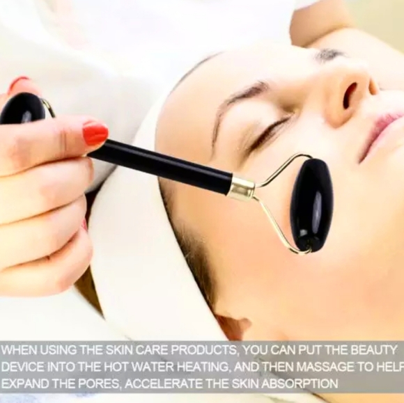 Rose Quartz Facial Roller Massager w/Dual Ends, Will Feel So Cool To Your Face - Picture 2 of 7